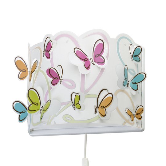Vägglampa för barnrum Butterfly, kabel och kontakt