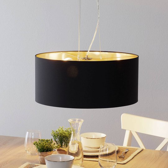 Lucande Patrik textilhänglampa Ø 53 cm svart