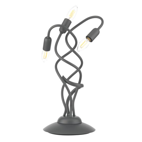 Bordslampa Sebastian, 3 lampor, mörkgrå