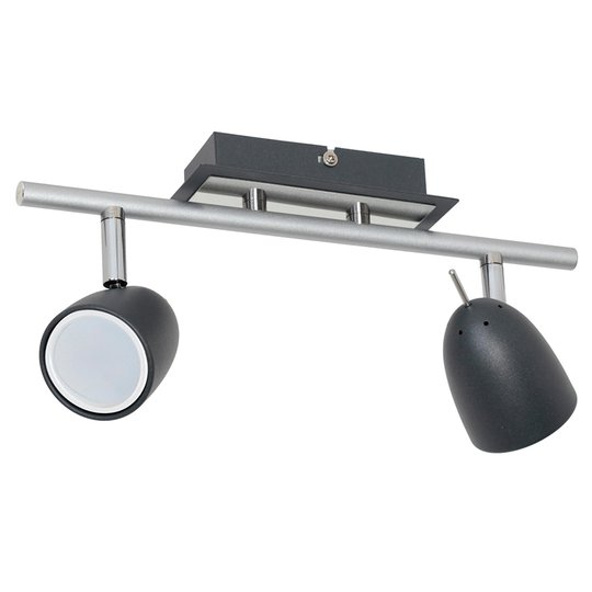 Taklampa Taylow, svart/krom, 2 lampor