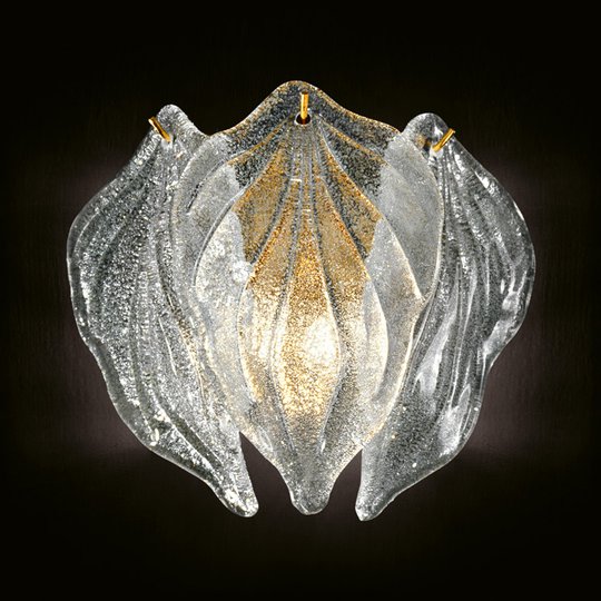 Glasvägglampa Foglie av Murano-glas