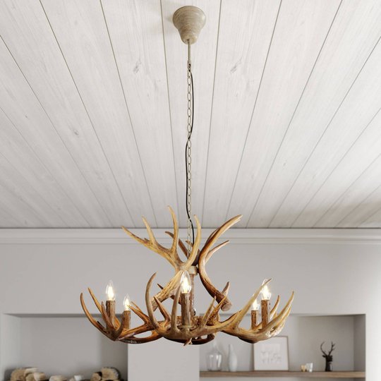 Lindby Fibi hänglampa, horn, brun