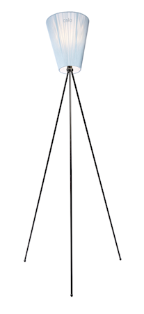 Oslo Wood golvlampa – Ljusblå skärm/Svart fot