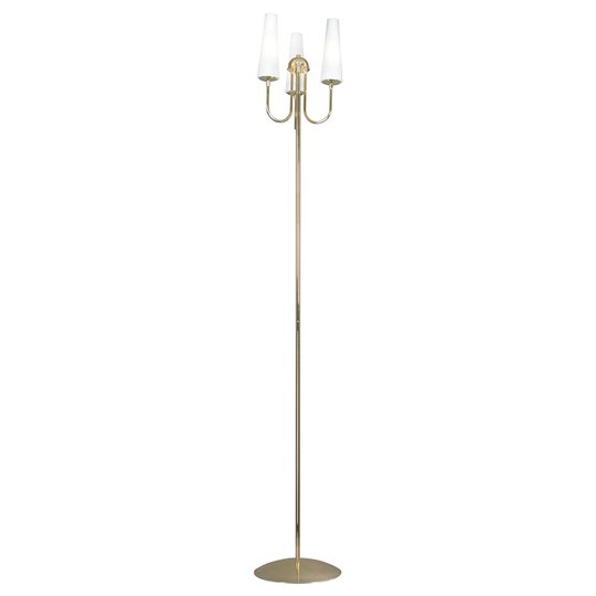 3 ljuskällor – gyllene golvlampa Magnum