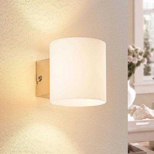 Vit glas-LED-vägglampa Gerrit