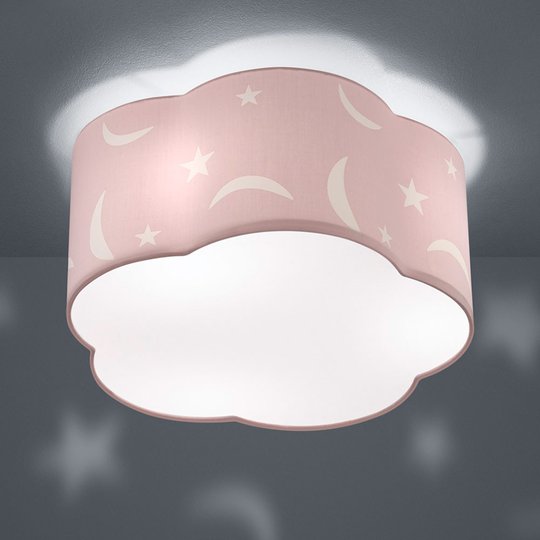 Taklampa Moony för barnrum pastellrosa