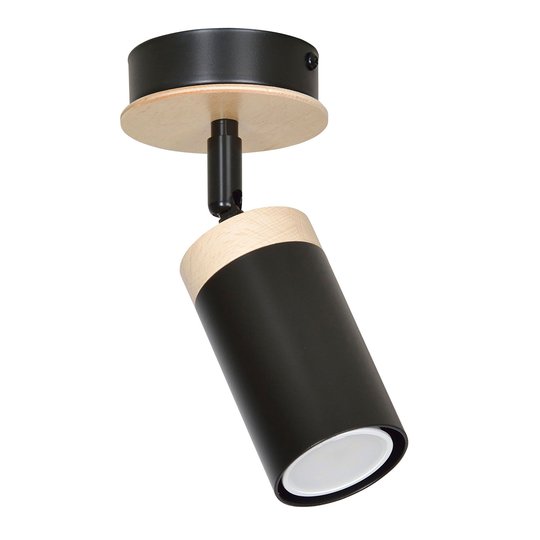 Takspotlight Elba, trädekor, 1 lampa, svart