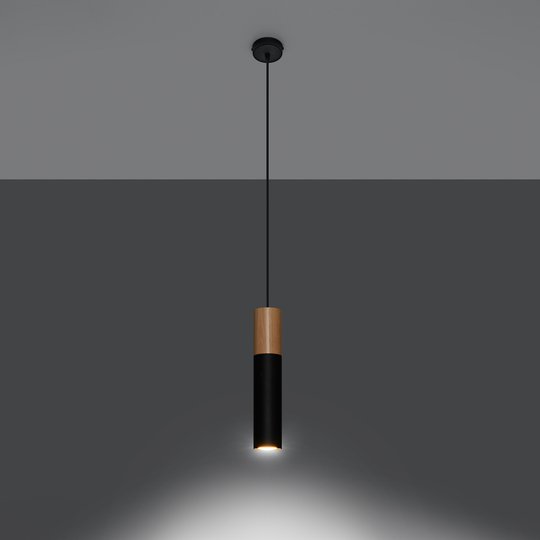 Hänglampa Tube, trä, svart, 1 lampa