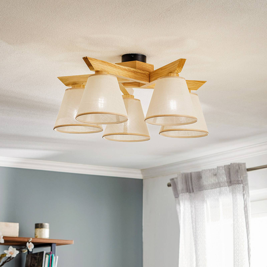 Taklampa Suecia 5 lampor ek natur/beige