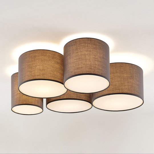 Lindby Laurenz taklampa, 5 lampor, 83 cm grå