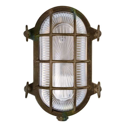 Vägglampa Tortuga oval 22,5 cm mässing antik/klar