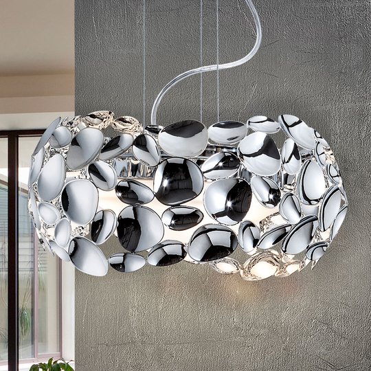LED-hänglampa Narisa, Ø 32 cm, krom