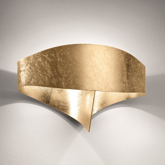 LED-vägglampa Scudo med bladguld