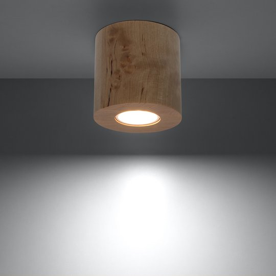 Taklampa Ara som cylinder av trä