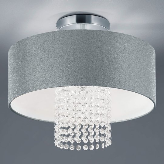 Taklampa King med textilskärm, silver
