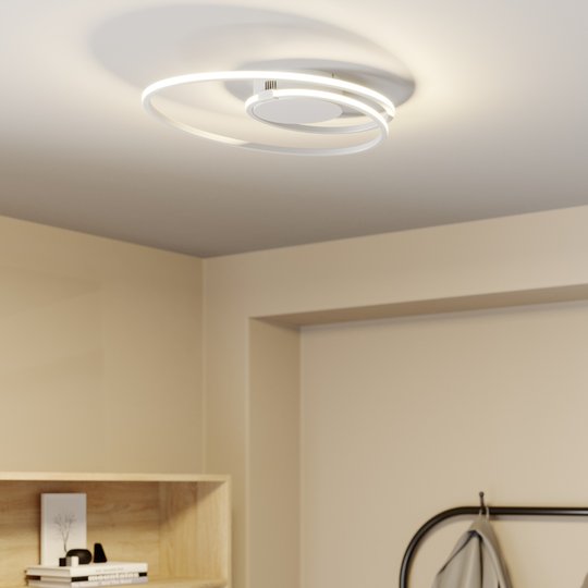 Lindby Xenias LED-taklampa, vit, 49x30 cm