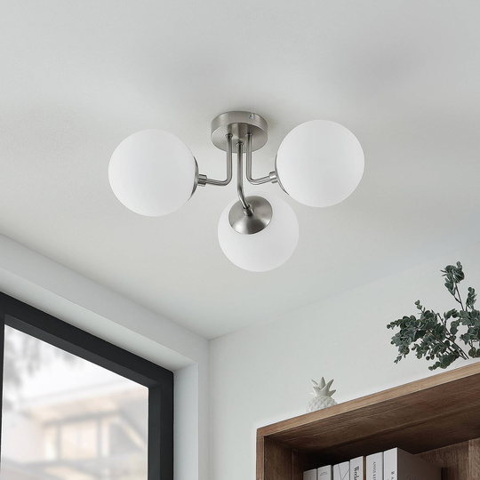 Lindby Arnella taklampa, nickel, opal