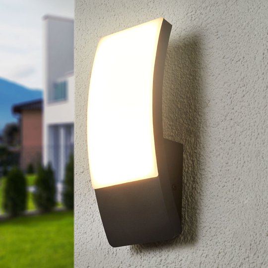 Välvda LED-utomhusvägglampan Siara, mörkgrå
