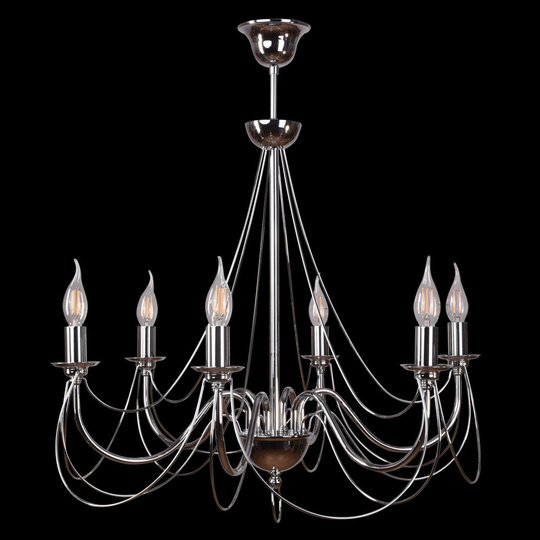 Ljuskrona Retro i silver, 6 lampor, 75 cm upphäng