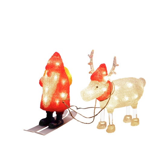 Tomte med ren akryl 40 Led (Klar/Röd)