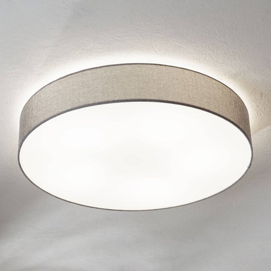 Grå taklampa Pasteri med linneskärm 76 cm