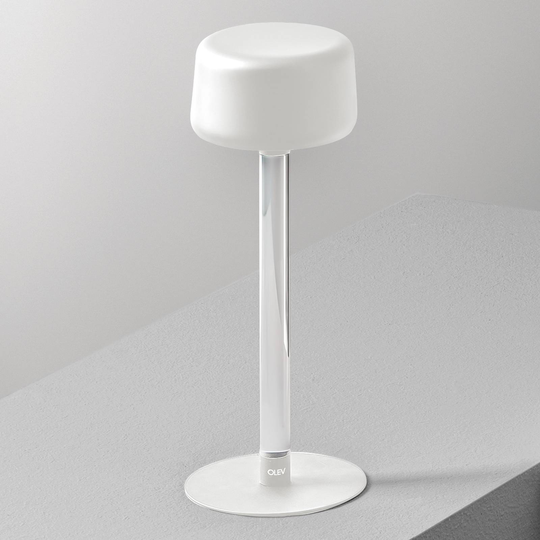 OLEV Tee designerbordslampa med batteri, vit