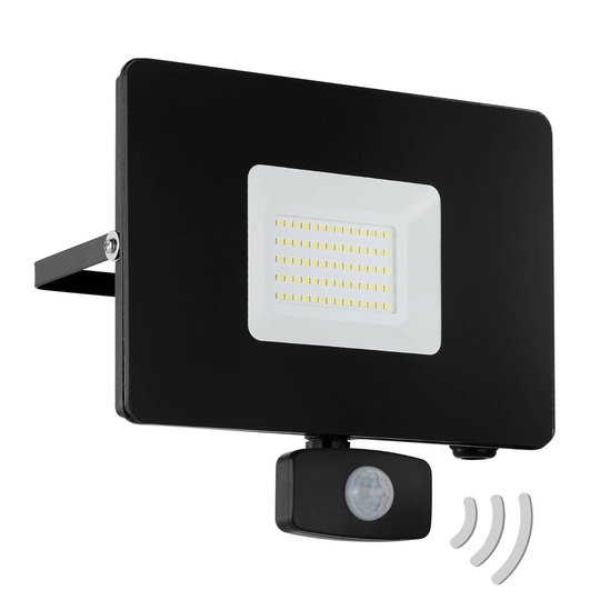 Utomhus LED-spot Faedo 3 med sensor, svart, 50 W