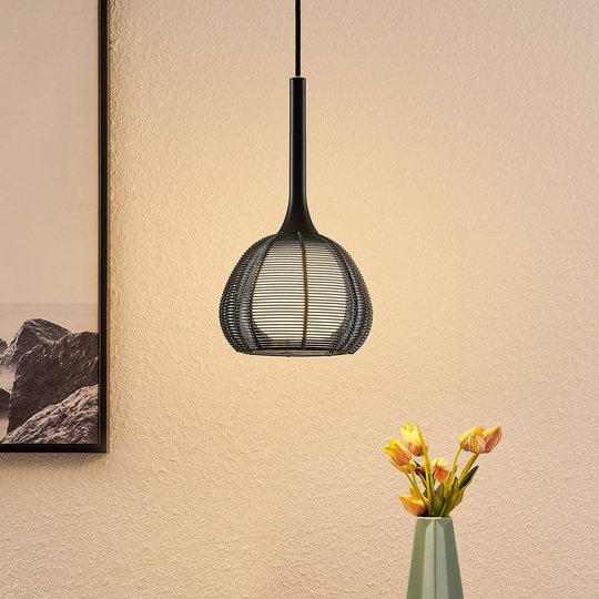 Lucande Tetira hänglampa, 1 lampa, 16,5 cm, svart