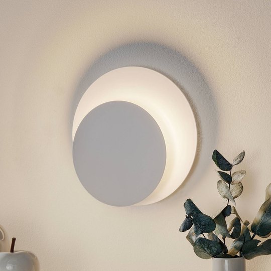 Vägglampa Circle i rund form, vit