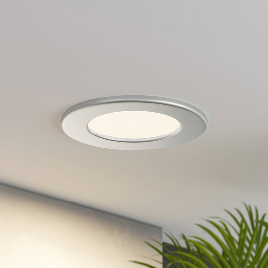 Prios Cadance LED-inbyggnadslampa, silver, 11,5 cm