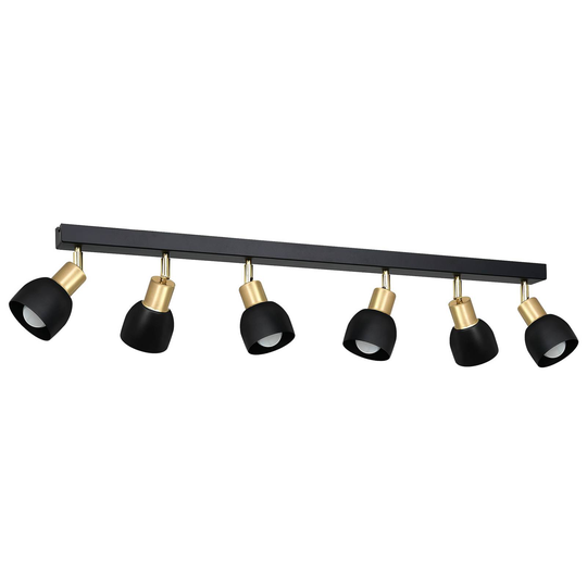 Takspotlight Frano, 6 lampor svart/guld