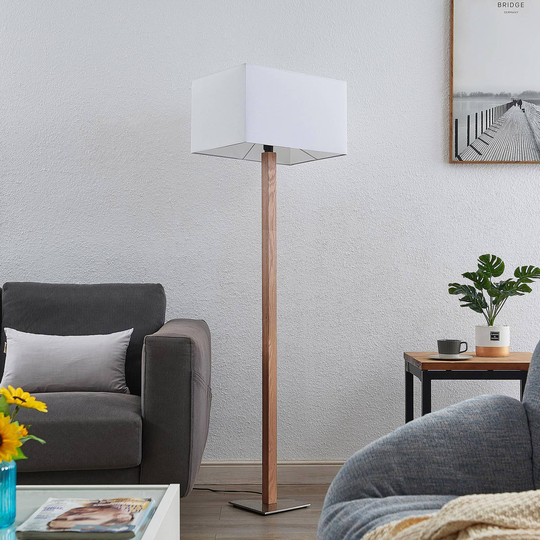 Lucande Heily golvlampa, kantig, vit