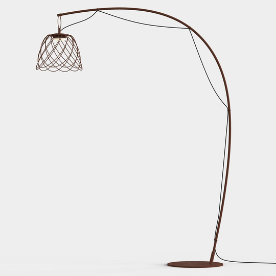 LED-golvlampa Nefer, IP44, med ledning, corten