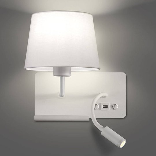 Vägglampa Hold vänster inkl. läsarm, USB-port
