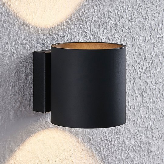 Lindby Mirza vägglampa av aluminium, rund, svart