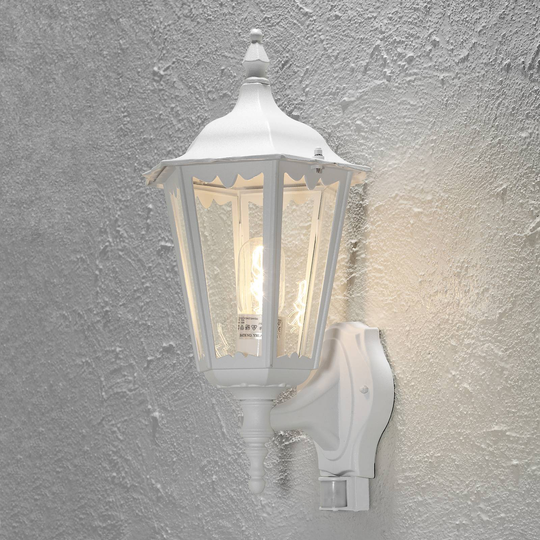 Utomhusvägglampa Firenze med sensor, stående, vit