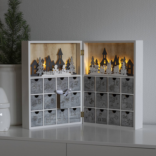 LED-silhuett adventskalendrar av trä