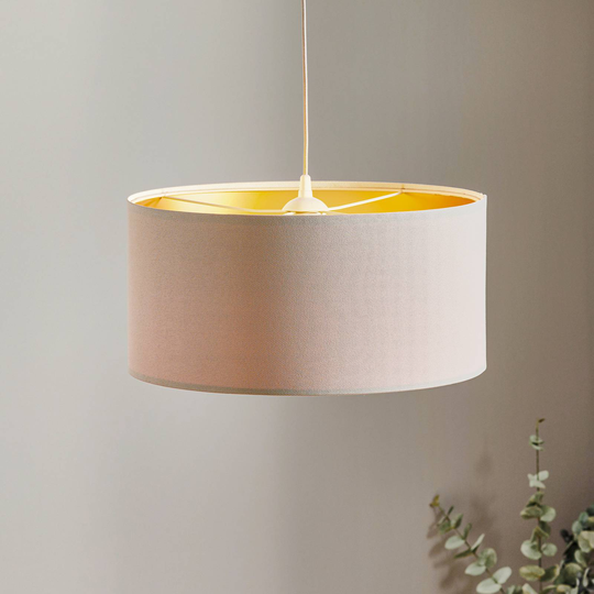 Hänglampa Salina klädseltyg, creme/guld Ø 50 cm