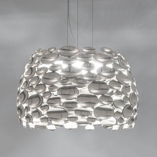 Nickelfärgad LED-hänglampa Anish - Ø 44 cm