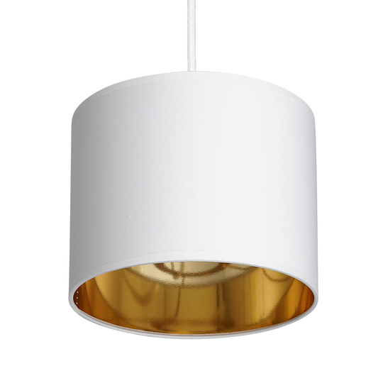 Hänglampa Soho cylindrisk 1 lampa Ø18 cm vitt/guld