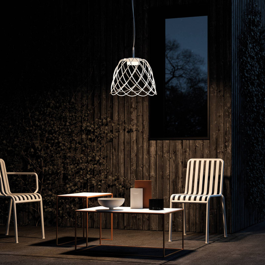 LED-hänglampa Nefer, IP44, Ø 29 cm, sandvit
