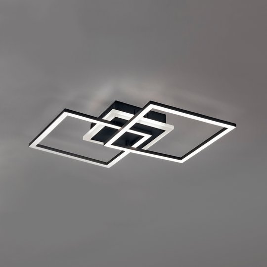 LED-taklampa Venida, svart, två kvadrater