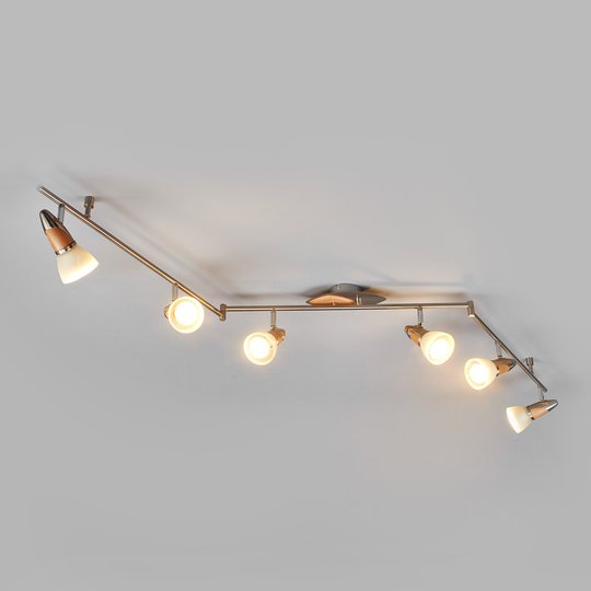 LED-trätaklampa Marena, 6 ljuskällor