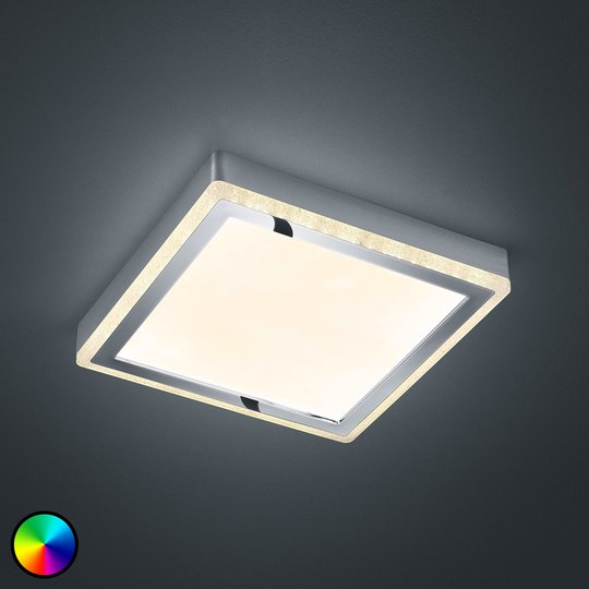 LED-taklampa Slide, vit, kantig, 25 x 25 cm