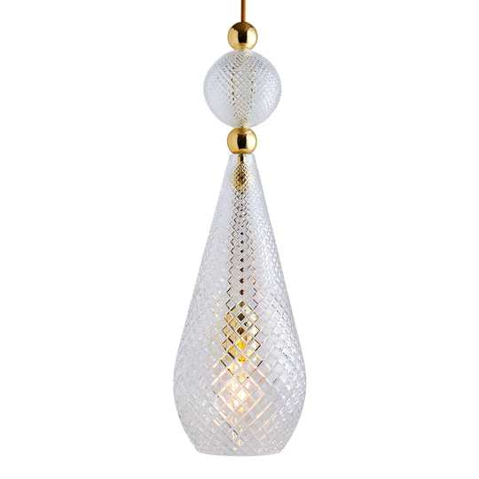 EBB & FLOW Smykke L hänglampa guld crystal check