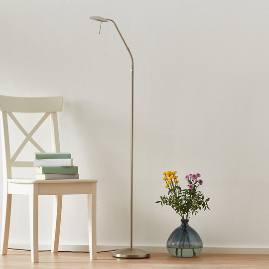 Justerbar LED-golvlampa Zenith, dimmer, stål