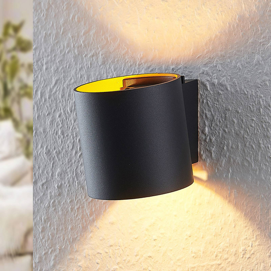 Arcchio Vilja vägglampa, cylinder, svart, guld