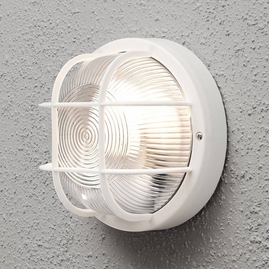Utomhusvägglampa Elmas rund, vit