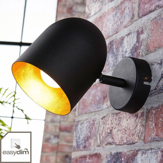 Svart-gyllene LED-spotlight Morik, easydim