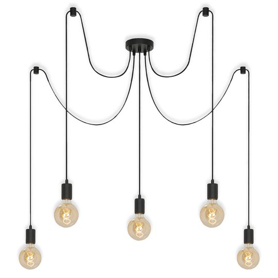 Hänglampa 4104-055 Black Steel, 5 lampor